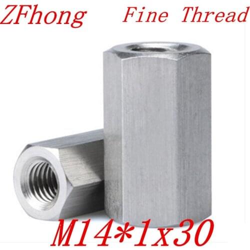2pcs M14*1*30 m14x1.0 Fine Thread Hex Rod Coupling Nut 304 Stainless Steel