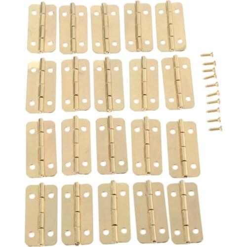 20Pcs Vintage Wooden Box Decorative Hinges Furniture Hinges Box Door Butt Decorative Small Hinge For Cabinet Drawer With Screws