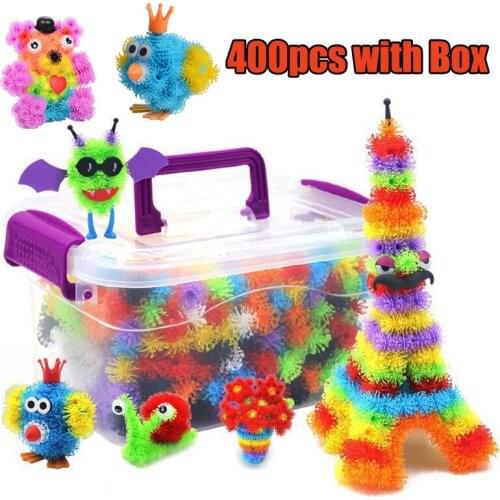 400pcs/lot 3D Thorn Balls Assembling Building Blocks Plastic Puffer Ball DIY Contruction Toys for Children Gifts