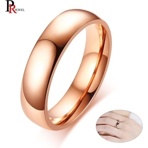 585 Rose Gold Tone Wedding Bands Ring for Women Man Stainless Steel Anel Anillo