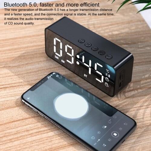 Wireless Bluetooth Speaker Rechargeable Light Multifunctional Digital Electronic Clock Temperature Display FM Radio Speaker