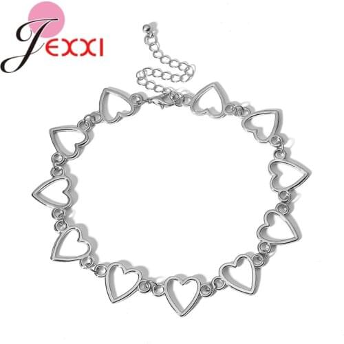 925 Sterling Silver Solid Hollow Full Heart Necklace For Woman Wedding Engagement Party Fashion Jewelry