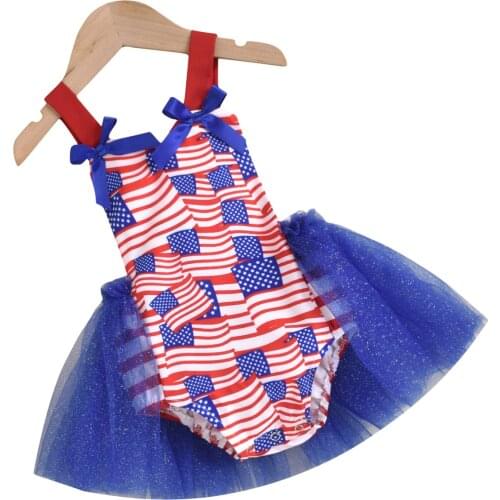 Citgeett Summer Newborn Baby Girls Casual Halter Bodysuit Independence Day Printed Jumpsuits Neck Festival Clothes