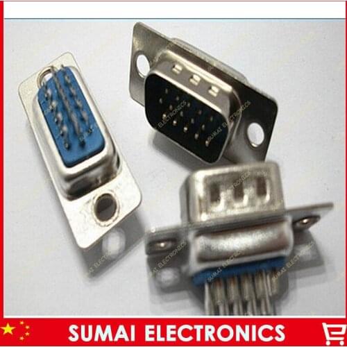 DB15 male plug DB15 socket connector jack VGA HDB-15P Male Splice Connector Straight Needle