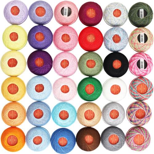 20 Size 6 Cord Cotton Pearl Thread 24 Colors Perfect For Crochet Tatting Knitting Quilting Needlepoint DIY 25 Grams Per Ball