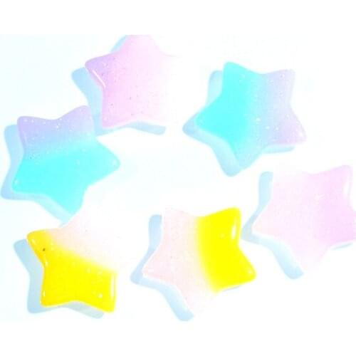 20Pcs 16mm Gradient Heart Pentagram Resin Cabochon Flatback Decoration Crafts Embellishments For Scrapbooking DIY Accessories