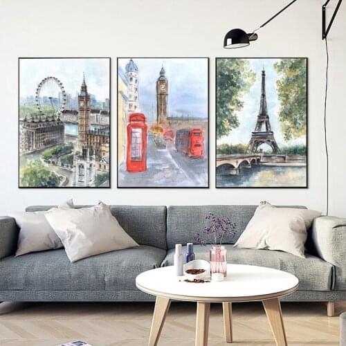 3pcs London Street Diamond Painting flowers Full Drill Square Round Daimond Mosaic Paris Diamant Embroidery France TowerZP-508