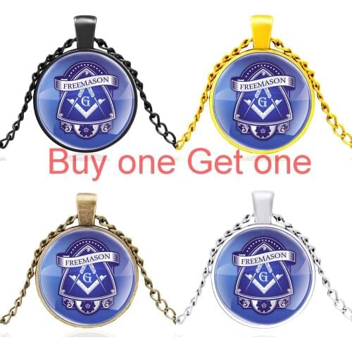 Classic Masonic Design Glass Dome Black Men Women Necklace Pendant Charm Jewelry Accessories Gift