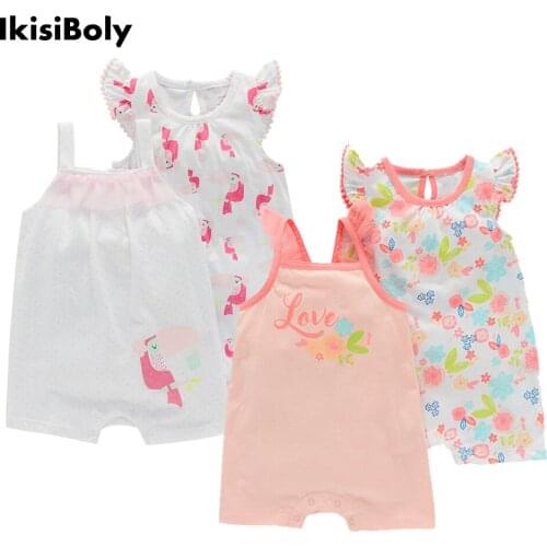 Girls Summer Rompers Boys Clothes for 0-12M Newborns Designer Short Sleeve 2 Pack Bodysuits Set Toddlers Cotton Jumpsuits 2021