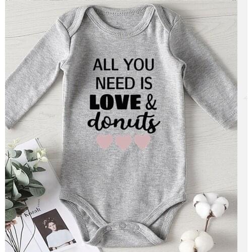 Love Donuts Letter Printed Winter Infant Cotton Jumpsuit New Born Baby Clothes Girls Outfits Toddler Babies Bodysuit