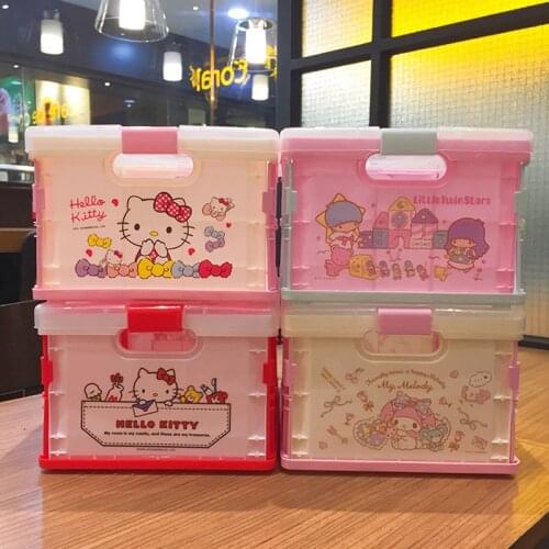 Kawaii Collapsible Plastic Storage Box Toy Folding Sundry Storage Basket Case Utility Cosmetic Container Desktop Hard Tool Box