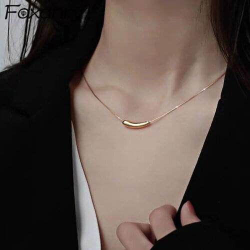 Foxanry 925 Sterling Silver Trendy Necklace Creative Simple Peas Eggplant Pendant Clavicle Chain Elegant Wedding Bride Jewelry