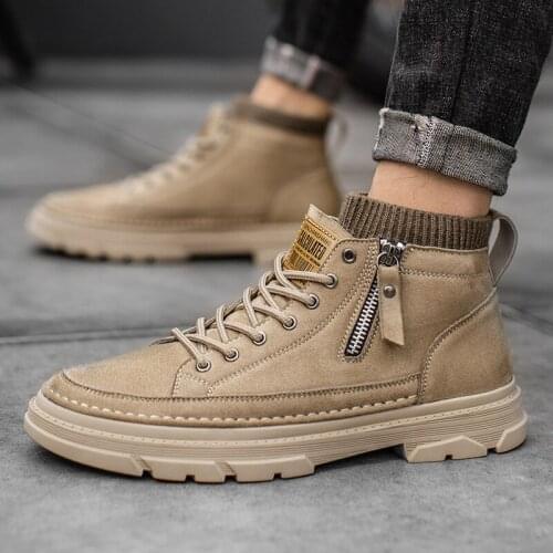Mens Martin Boots Winter Plush Ankle Boots Fashion Casual Shoes Lace Up Mens Snow Boots Outdoor Walking Shoes Platform Shoes