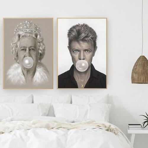 Bubble Gum Queen Wall Art Print Elizabeth Bowie Nordic Poster Figure Canvas Painting Wall Pictures for Living Room Modern Decor