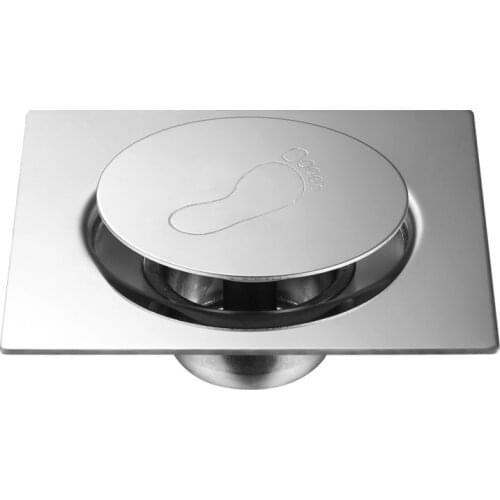Ne Shower Stainless Steel Bounce Floor Drain Cover Square Bouncing Anti-smell Durable Waste Cover Floor Drain Pedal Type SCI88