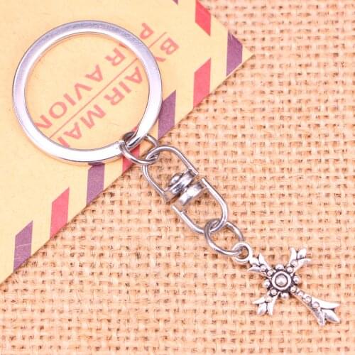 New Fashion Keychain 24x15mm cross Pendants DIY Men Jewelry Car Key Chain Ring Holder Souvenir For Gift