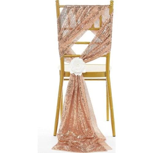 New Arrival 5pcs/lot 30*275cm Embroidered 3mm Dense Gold/Silver Sequin Chair Sash For Wedding Party Chiavari Chair Decoration