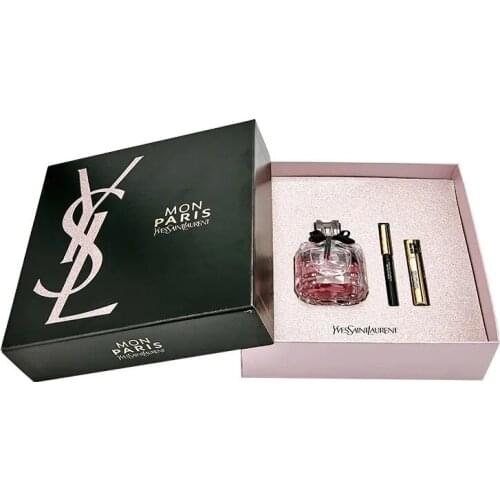 Customized magnetic gift set box for perfume or essential oil black cardboard luxury perfume packaging box