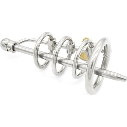 Stainless Steel Male Chastity Device Cock Cage With Catheter Penis Cock Ring Chastity Belt