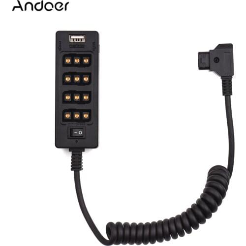 Andoer D-Tap B Type Socket D-tap Male to 8 Port D-tap Female Spliter Power Cable Connector for ARRI RED Cameras V-mount Battery