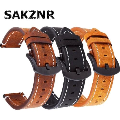 Genuine Leather Strap Watchband Men Replace WristBand Bracelet For Samsung Galaxy Watch Active2 For Huawei GT2 Watch Accessories