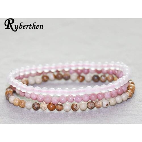 Ruberthen Rose Quart z Bracelet Rhodonite Bracelet Picture Jaspers Mini Gem Stone Energy Bracelets