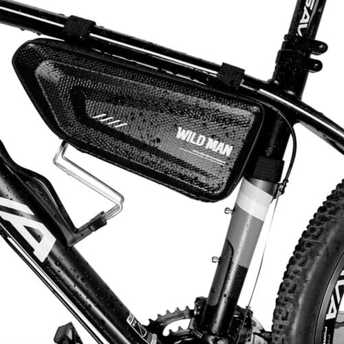 WILD MAN Bicycle Bag Front Tube Frame Bag Hard Shell Rainproof Bike Bag Double Zipper Triangle Tools Pouch Cycling Accessories