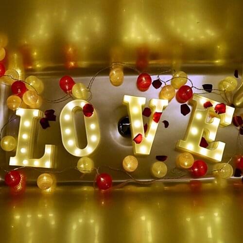 LED Holiday Lighting 10 Number 26 Letter Alphabet Battery LED Sign Marquee Light Up Night Lamp Romantic Wedding Party Wall Decor