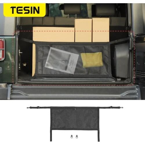 TESIN Car Rear Trunk Cargo Luggage Mesh Block Bezel Net Storage Bag Organizers for Jeep Wrangler JK JL 2007-2020 Car Accessories