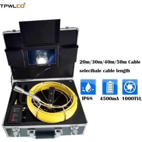 20-50m Cable Diameter 23mm Waterproof Surveillance Camera Video Pipe Inspection Equipment System With 7" 1000TVL Display DVR