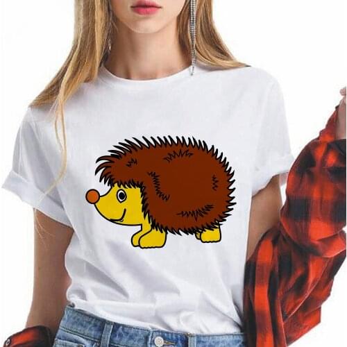 Funnt Hedgehog Print For Womens T Shirt Hipster Top Harajcku Personalized Beautiful T Shirts Y2k Fashion Youth Tumblr Mujer