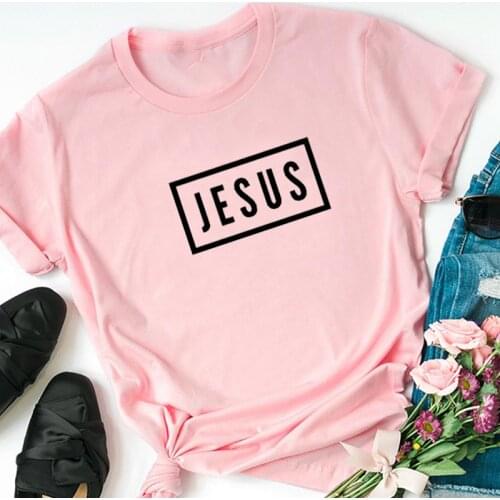 Jesus Letters Printed Women Pray Clothes Christian Graphic Tee Summer Fashion Female T Shirts Causal Loose Tshirt Dropshipping
