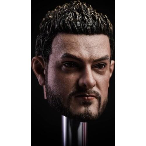 1/6 PVC Male Soldier Head Carving Indian Actor Aamir Khan Head Sculpt Fit 12'' Action Figure Body