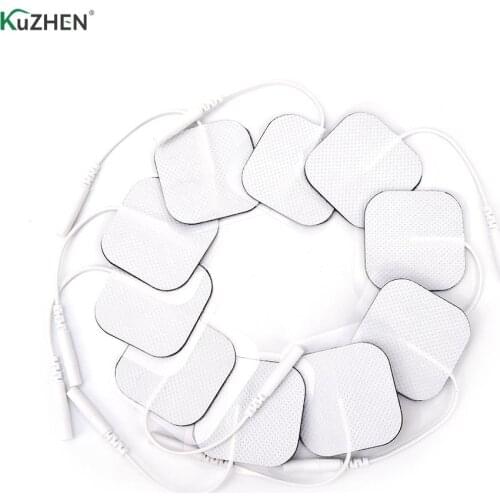 10 Pcs Electrode Pads Tens Electrodes for Tens Digital Therapy Machine Massager 4*4cm Nerve Stimulator with 2mm Plug