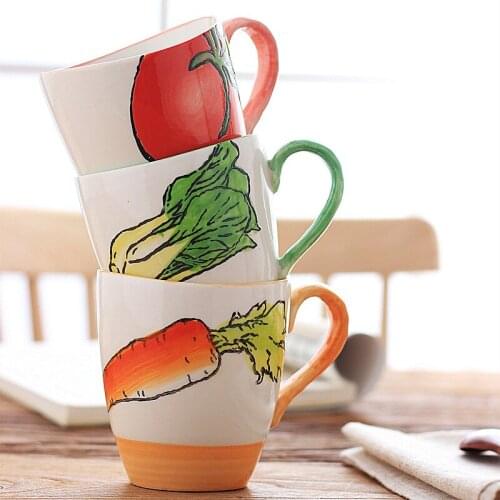 2021 Ceramic Hand-painted Vegetable Pattern Series Office Simple Coffe Cups And Travel Mugs Drinkware