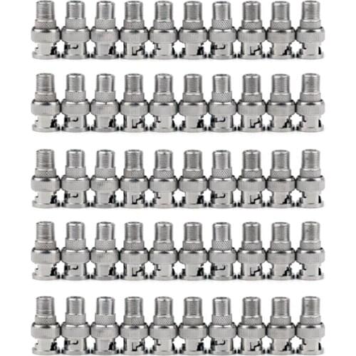 50 PCS F TYPE FEMALE TO BNC MALE RF Coaxial Connector for CCTV RG RG 59 BNC Adapter BNC Male to F Female