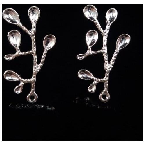 50pcs Branch Leaf Leaves Alloy Metal Pendant Hairpin Hair Clip Brooch Necklace Jewelry Decor Garment Sewing Accessories