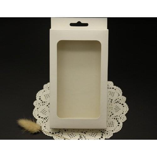 50 pcs Wholesale Black Blank Paper Box For Phone Case For iPhone8 Plus X Paper Packaging With Window With Blister Holder