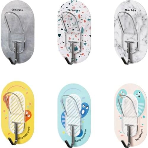 6 Pcs Punch-free Towel Hooks Waterproof Wall Hooks Hanger for Kitchen, Bathroom, Toilet, Behind the Door（Random Style