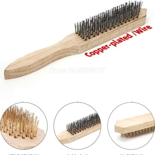 6X16 Row Wood Handle Brass Wire Brush Copper Brushes For Industrial Devices Surface Inner Polishing Grinding Cleaning Plated