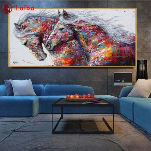 Diamond Embroidery Large size abstract animal art, horse Diamond Painting Full Square round drill Mosaic Cross Stitch Wall Art