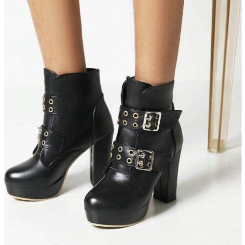 Fashion Short Boots Women Sexy Platform Ankle Boots for Women High Heels Black Red Yellow White Boots Ladies Shoes Large Size 48