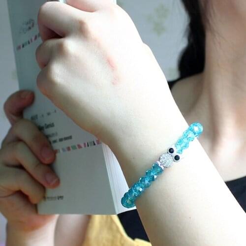 Fashion Glass Crystal Beads Bracelets Owl Charm Animal Bracelet For Women Little Girls Gifts Handmade Friendship Summer Jewelry