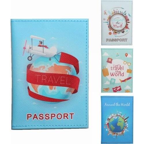 Travel Around The World Passport Cover PU Leather Letter Women Men Passport Holder Travel Accessories Case CH31