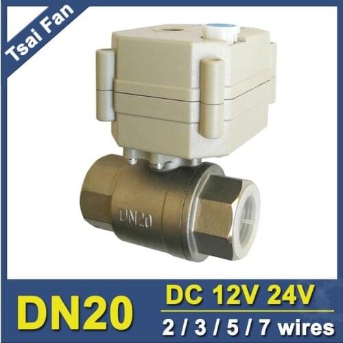 2/3/5/7 Wires DC12V/24V Stainless Steel 3/4" Electric Valve TF20-S2-B DN20 Full Port Motorized Valve With Manual Override