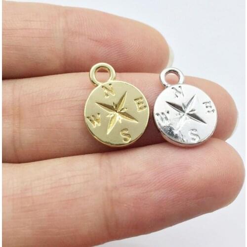 Eruifa 20pcs 12mm Zinc alloy Popular Compass Coin Charms Wholesales necklace,earring bracelet jewelry DIY handmade 2 color
