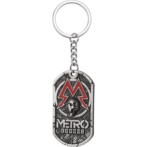 Hot Game Metro Exodus Metal keychain Gothic Souvenir Tag Pendant Men Fashion Punk keyring Jewelry Gifts