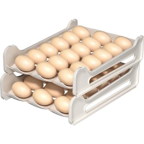 Refrigerator Egg Organizer Kitchen Automatic Egg Rolling Gods Organizing Stackable Egg Crisper Egg Storage Tray