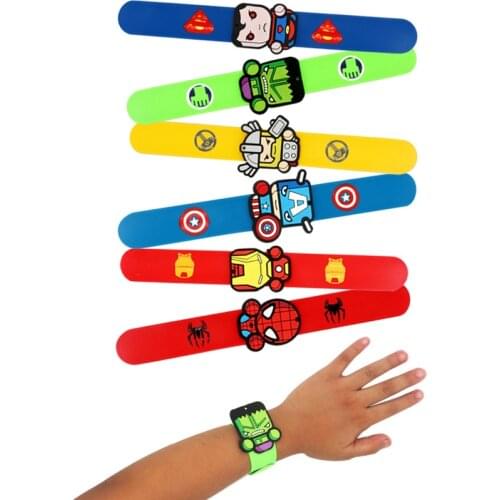 Disney Marvel Cartoon Anime Bracelet Toys Spiderman Hulk Captain America Anime Figure Wristband Toys for Kids Boy Christmas Gift