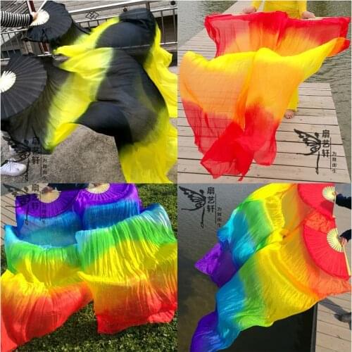 New Arrival 100% real silk Belly Dance Chinese Folding Fan Veils Colorful new color Oriental Dancing Silk Fans Hot-Selling
